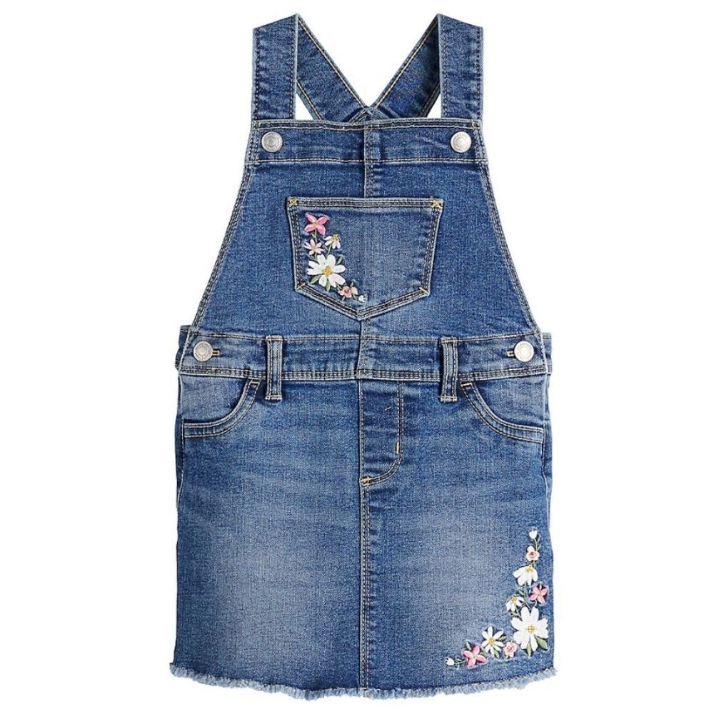 Jumping Beans Floral Denim Overall Dress Size 3T